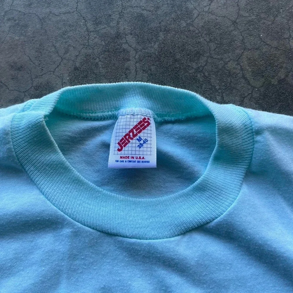 Vintage 1991 Alaska train blue graphic tee Single stitch Jerzees medium